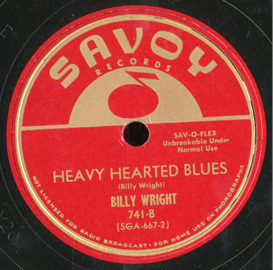 Billy Wright : After Dark Blues / Heavy Hearted Blues (10")
