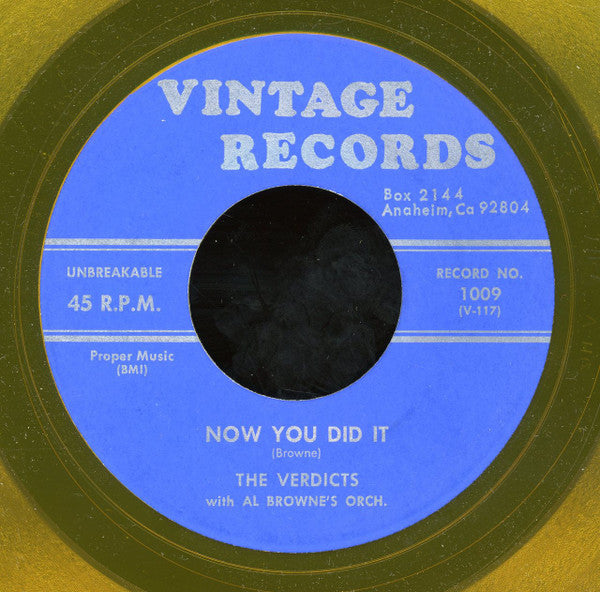 The Verdicts (3) With Al Browne And His Orchestra : Never Let Me Go (7", Yel)