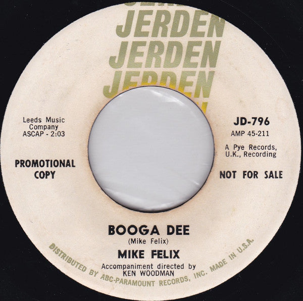 Mike Felix : You Belong To Me / Booga Dee (7", Promo, Whi)