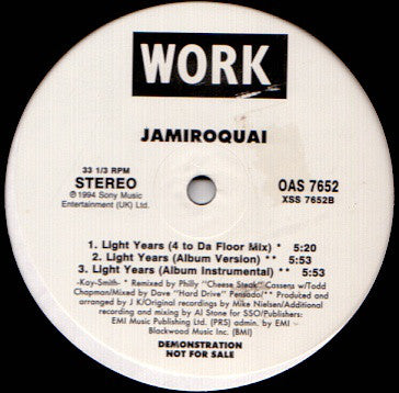 Jamiroquai : Light Years (12", Promo)