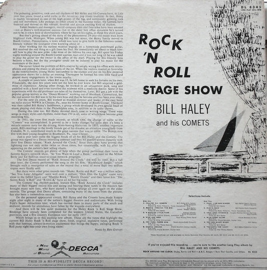 Bill Haley And His Comets : Rock 'n Roll Stage Show (LP, Album, Mono)