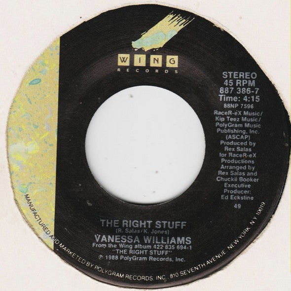 Vanessa Williams : The Right Stuff (7", Single)