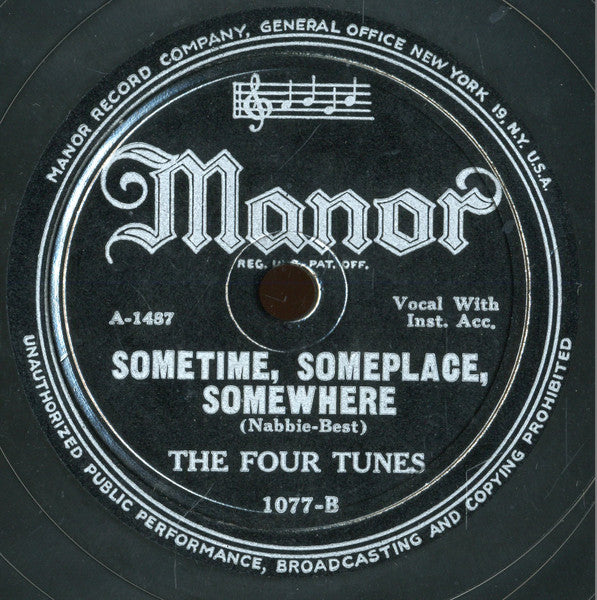 The Four Tunes : (I Wonder) Where Is My Love / Sometime, Someplace, Somewhere (Shellac, 10")