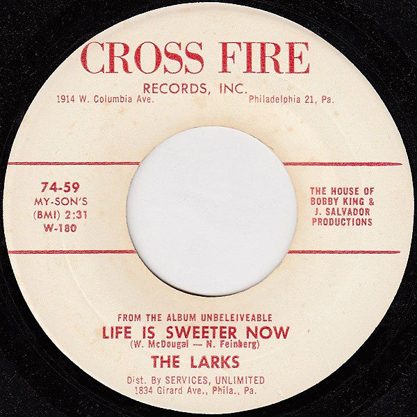 The Larks (5) : Fabulous Cars And Diamond Rings / Life Is Sweeter Now (7")