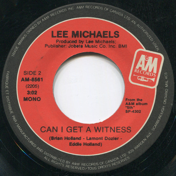 Lee Michaels : Do You Know What I Mean / Can I Get A Witness (7", Single, Mono, RE)