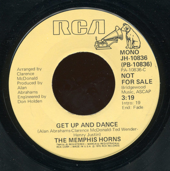 The Memphis Horns : Get Up And Dance (7", Mono, Promo)