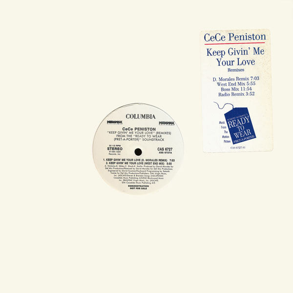 Ce Ce Peniston : Keep Givin' Me Your Love Remixes (12", Promo)