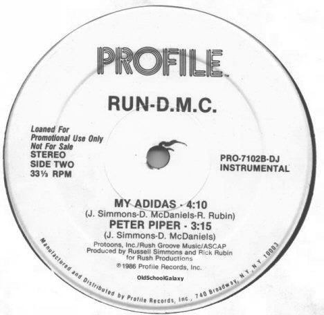 Run-DMC : My Adidas / Peter Piper (12", Promo)
