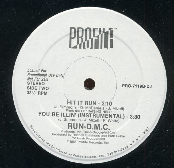 Run-DMC : You Be Illin' / Hit It Run (12", Promo)