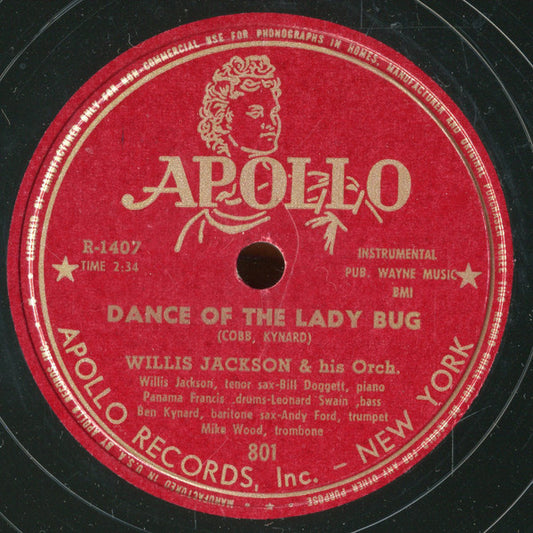 Willis Jackson & His Orchestra : On My Own / Dance Of The Lady Bug (Shellac, 10")