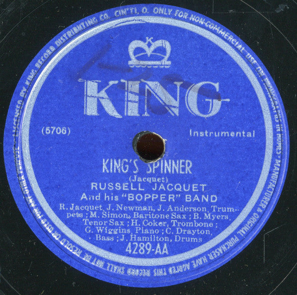 Russell Jacquet And His Bopper Band : Bongo Blues / King's Spinner (Shellac, 10")