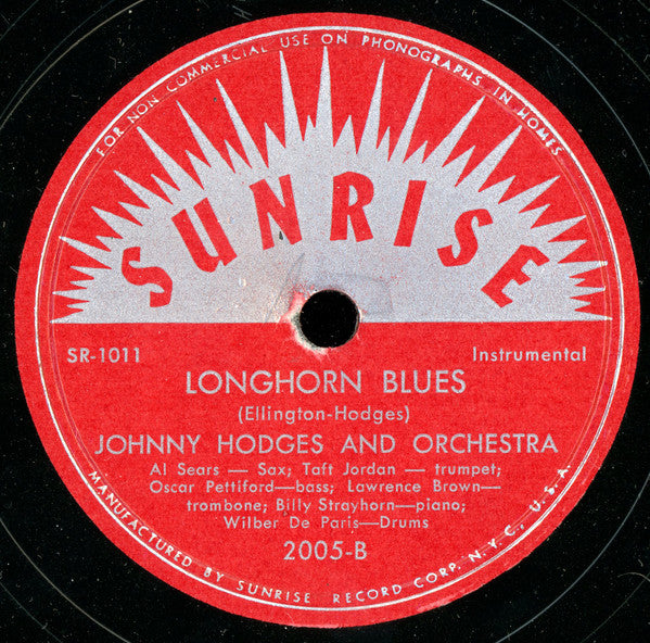 Johnny Hodges And His Orchestra : A Flower Is A Lovesome Thing / Longhorn Blues (Shellac, 10")