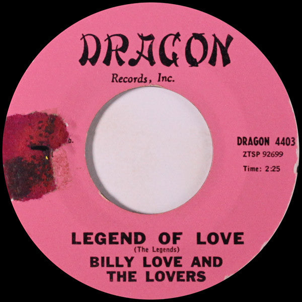 Billy Love & The Lovers : Hold Me Close / Legend Of Love (7", Single, Styrene, Pin)