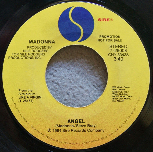 Madonna : Angel (7", Single, Promo, Styrene)