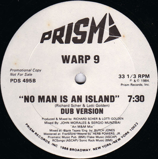 Warp 9 : No Man Is An Island (12", Single, Promo)