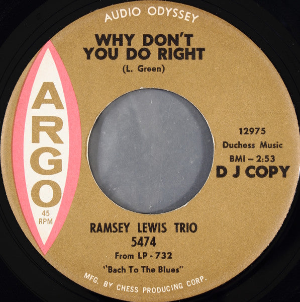 The Ramsey Lewis Trio : Travel On / Why Don't You Do Right (7", Single, Promo)