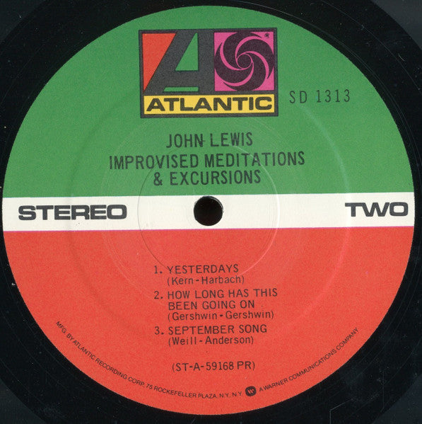 John Lewis (2) : Improvised Meditations & Excursions (LP, Album, RE, PR)