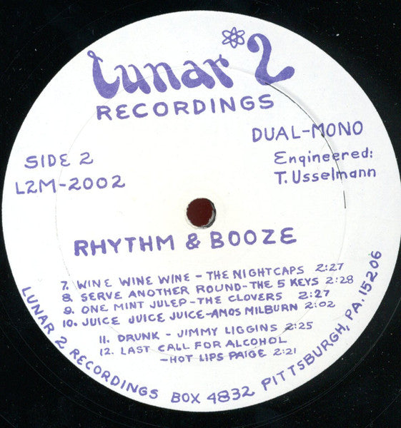 Various : Rhythm & Booze - R&B Drinking Songs Of The 50's (LP, Comp, Mono)