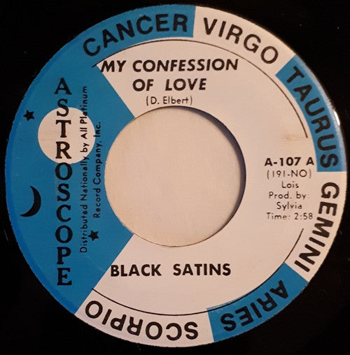 Black Satins : My Confession Of Love (7", Single, Promo)