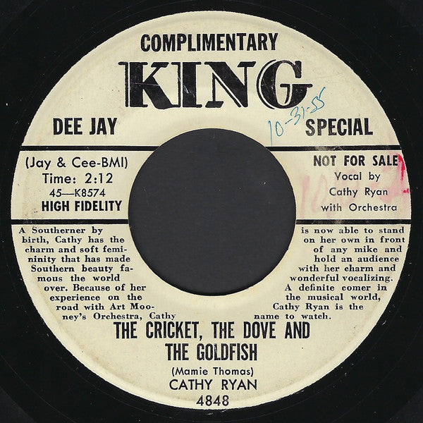 Cathy Ryan : Come Home / The Cricket, The Dove And The Goldfish (7", Promo)