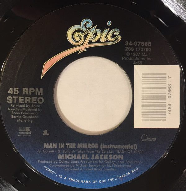 Michael Jackson : Man In The Mirror (7", Single, Styrene, Car)