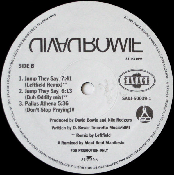 David Bowie : Jump They Say (12", Single, Promo)