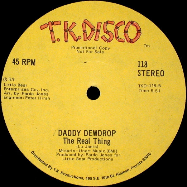 Daddy Dewdrop : Nanu, Nanu (I Wanna Funky Wich You) / The Real Thing (12", Promo)