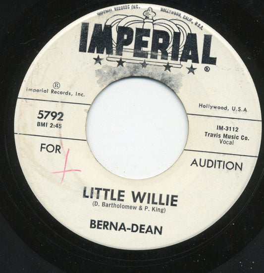 Berna-Dean : I Walk In My Sleep / Little Willie (7", Single, Promo)