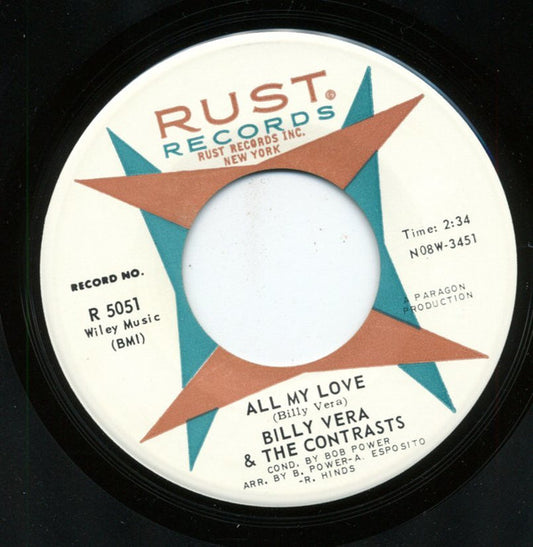 Billy Vera & The Contrasts : My Heart Cries / All My Love (7", Single, Roc)