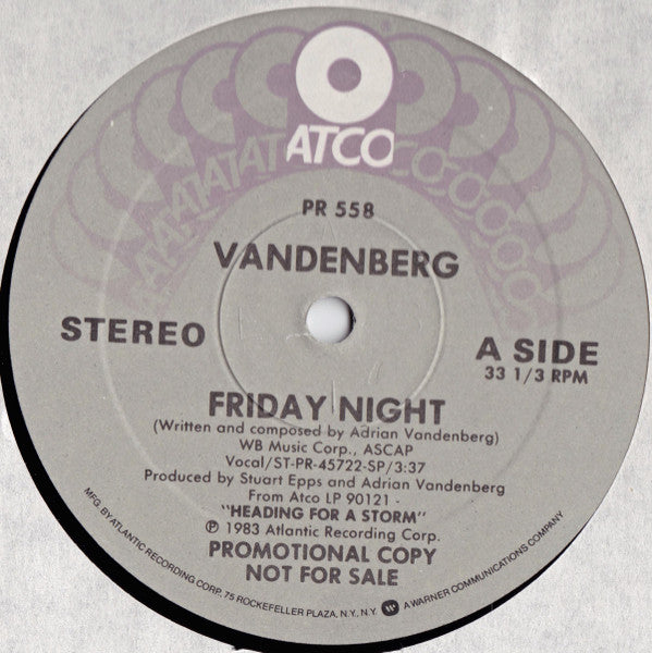 Vandenberg : Friday Night (12", Single, Promo)