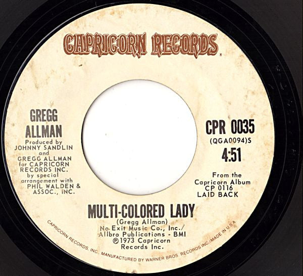 Gregg Allman : Midnight Rider (7", Single, Styrene, Ter)