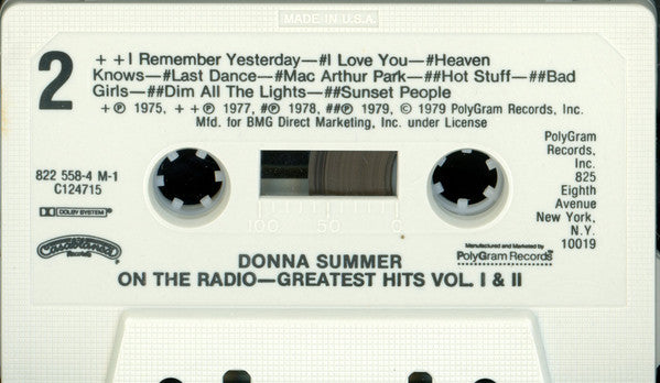 Donna Summer : On The Radio: Greatest Hits Vol. I & II (Cass, Album, Comp, Club, P/Mixed, RE)