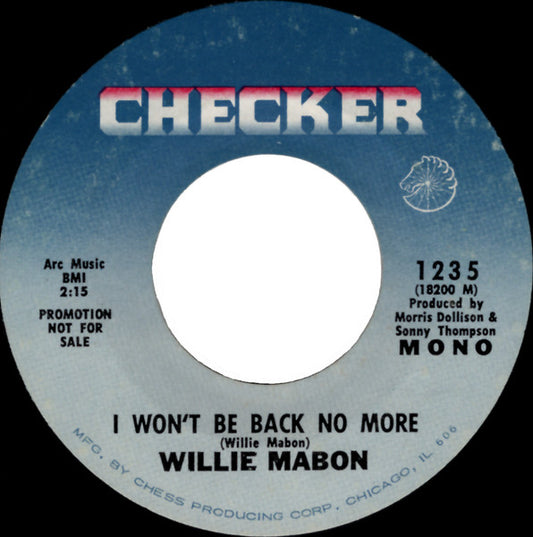 Willie Mabon : I'll Keep On Hurtin' (7", Mono, Promo, Styrene)