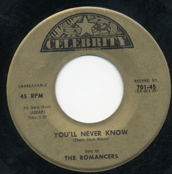 The Romancers (8) : No Greater Love / You'll Never Know (7")