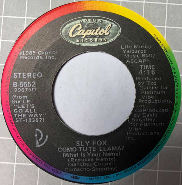 Sly Fox : Let's Go All The Way (7", Single, Jac)