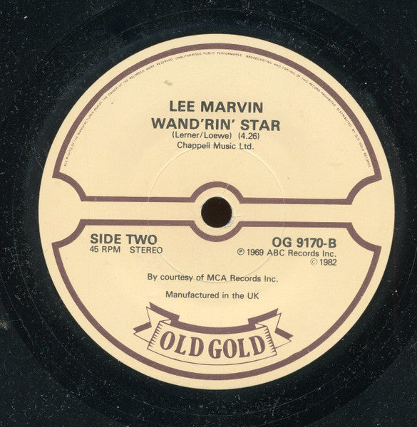Wink Martindale / Lee Marvin : Deck Of Cards / Wand'rin Star (7")