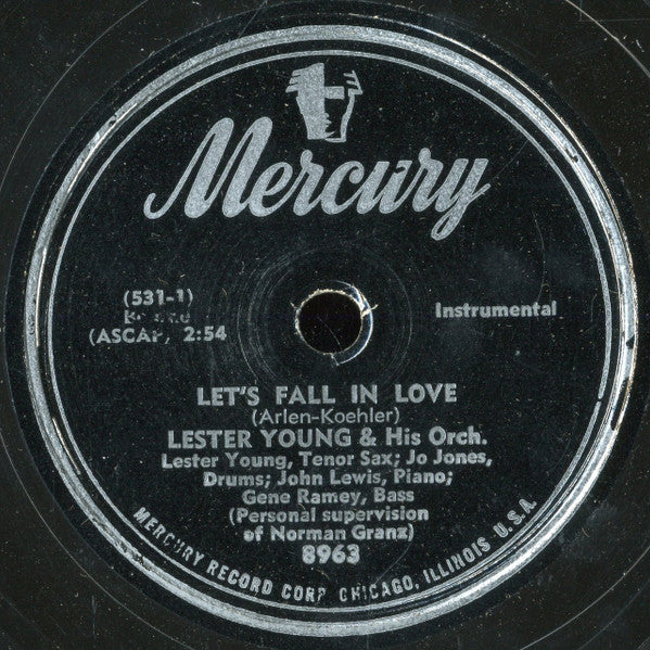 Lester Young And His Orchestra : Thou Swell / Let's Fall In Love (Shellac, 10")