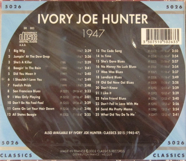 Ivory Joe Hunter : The Chronological Ivory Joe Hunter 1947 (CD, Comp)