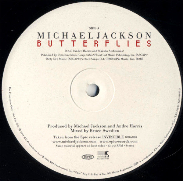 Michael Jackson : Butterflies (12", Promo)