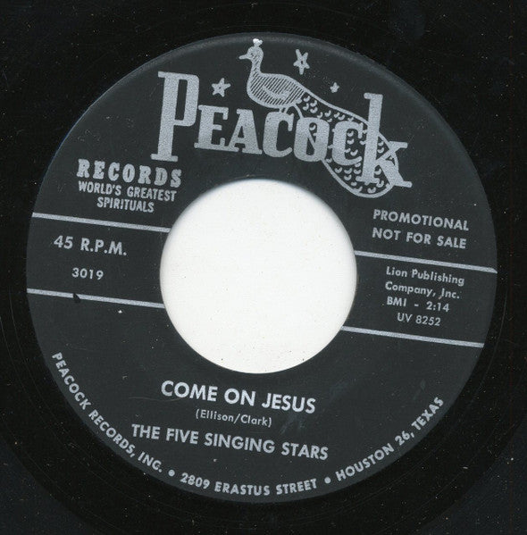The Five Singing Stars : Lord Jesus / Come On Jesus (7", Single, Promo)