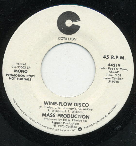 Mass Production : Wine-Flow Disco (7", Single, Mono, Promo, SP)