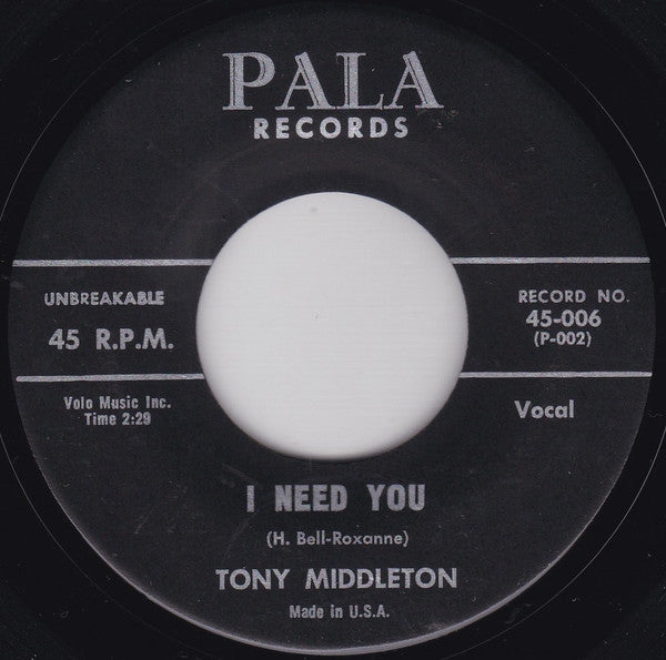 Tony Middleton : Untouchable / I Need You (7", Single)