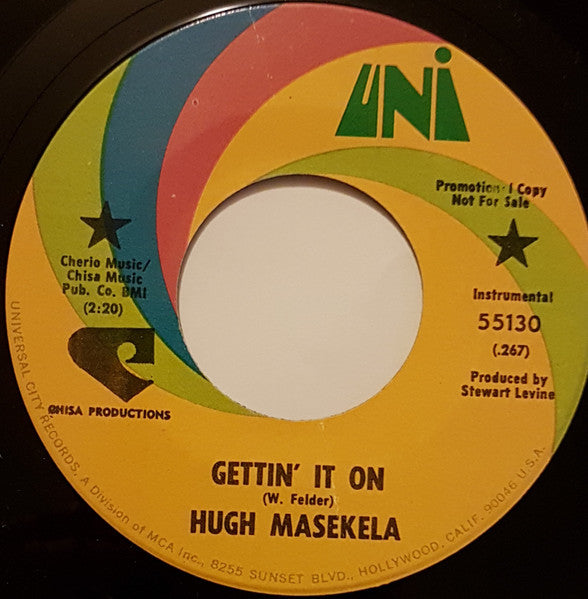 Hugh Masekela : Gettin' It On / 10,000 Miles To Memphis (7", Promo)