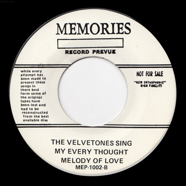 The Velvetones (2) : The Glory Of Love (7", EP, Promo)