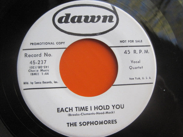 The Sophomores : Each Time I Hold You / Checkers (7", Promo)
