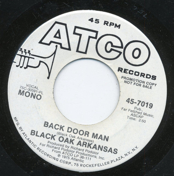 Black Oak Arkansas : Back Door Man (7", Single, Mono, Promo, PL )