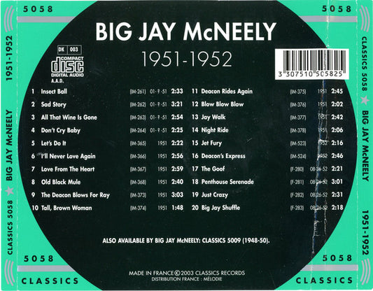 Big Jay McNeely : The Chronological Big Jay McNeely 1951-1952 (CD, Comp)