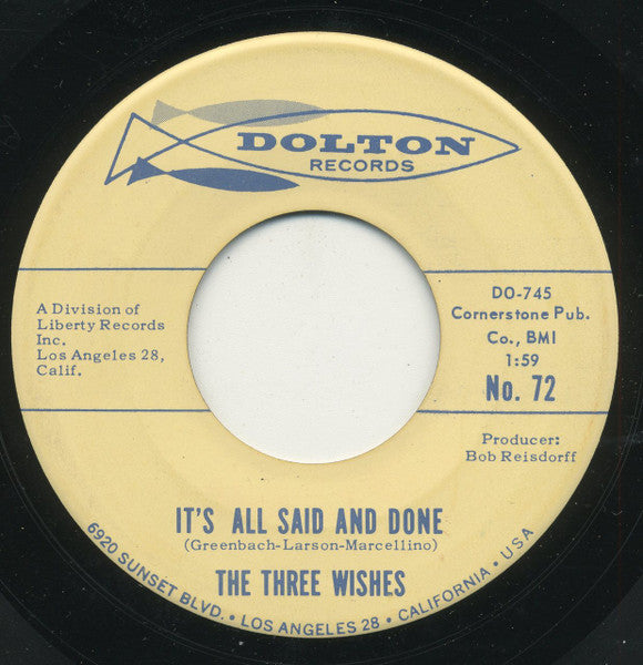 The Three Wishes : Guiding Light (7", Single)