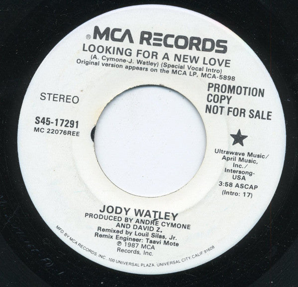 Jody Watley : Looking For A New Love (7", Single, Promo)