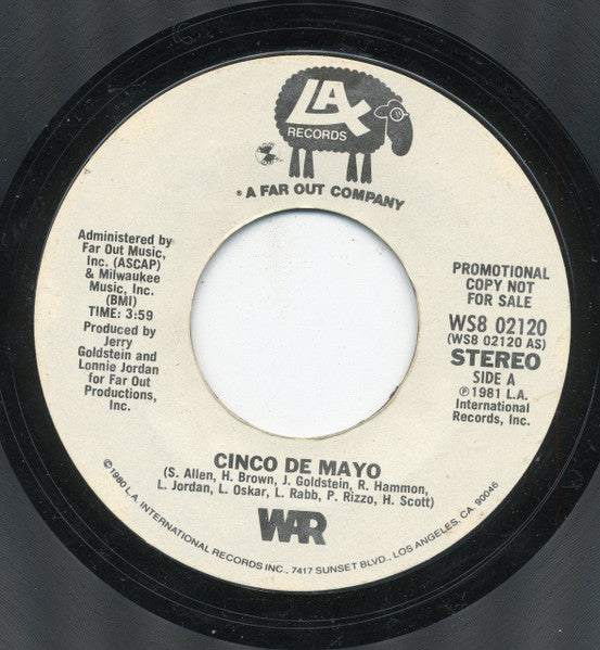 War : Cinco De Mayo (7", Single, Mono, Promo, Styrene)